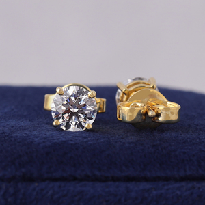 10K Gold Lab Diamond Stud <b>Earrings</b> 2 TCW Round Brilliant CutIGI Certified Push <b>Backs</b> - Product Image 1