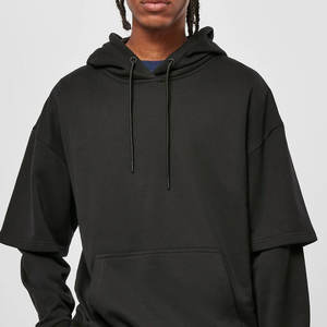 Sweat à capuche double couche pour homme, coupe oversize, pull 2-en-1, épaules tombantes, sweat-shirts pour homme - Product Image 6