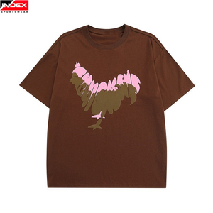 NOEX Men's Pink Oversized T-Shirt Short Sleeve O-Neck Cotton Jersey Streetwear Letter Print Front <b>Logo</b> - Product Image 4
