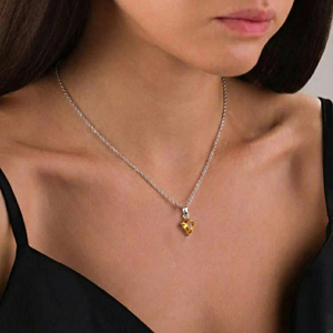 Collar con Colgante de Plata de Ley con Forma de Corazón y Cadena de Piedras, Joyería de Moda para Mujer, Cristal Geométrico de Lujo, para Aniversario de Bodas - Product Image 2