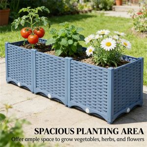 Fioriera Rialzata Blu e Vaso da Esterno Pratico per Piante da Giardino - Product Image 3