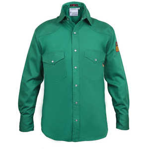 X-Large Flame Resistant <b>Welding</b> Shirt 100% C-9 oz Safety <b>Clothing</b> (Welders Green) - Product Image 1