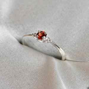 <b>Garnet</b> 925 Sterling <b>Silver</b> Luxury Engagement Wedding Anniversary <b>Ring</b> January Birthstone Gemstone for Her Party Gift - Product Image 3