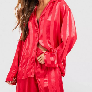 Comfortable <b>Ladies</b> Satin <b>Pyjama</b> Summer New Ice Silk Long Sleeved Sleep <b>Crop</b> Top Color Oversized Sleep Dress - Product Image 5