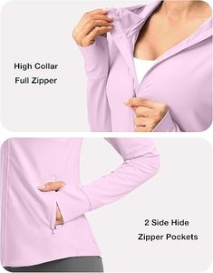 <b>Women's</b> Hooded <b>Zip</b>-<b>Up</b> Jacket Loose Fit Full Sleeve Solid Color Breathable Yoga <b>Top</b> with Pockets - Product Image 4