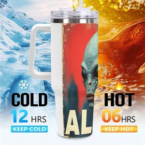 Gobelet isotherme personnalisé 40 oz, design Alien, en acier inoxydable, mug de voyage - Product Image 6