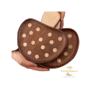 New Creative Cute <b>Polished</b> <b>Black</b> Walnut Wood Mushroom Children's Dinner Food Tray - Product Image 1