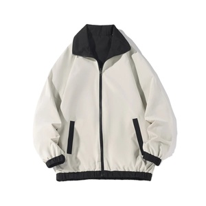 2024 nouveau Clashing réversible veste hommes réversible fermeture éclair veste décontracté coupe-vent Preppy Style université surdimensionné vêtements d'extérieur - Product Image 2