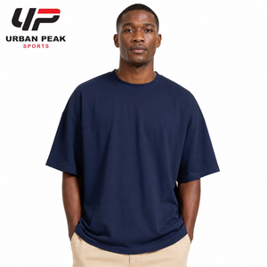 Camiseta personalizada para hombre, de gran tamaño, con material de algodón grueso, corte holgado y diseño de moda urbana contemporánea, camiseta básica. - Product Image 1