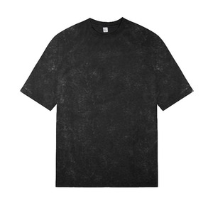 <b>Men's</b> <b>Tie</b>-Dye <b>Black</b> Cotton T-Shirt Short Sleeve O-Neck Regular Fit Casual Jersey Knitted Solid Pattern - Product Image 1