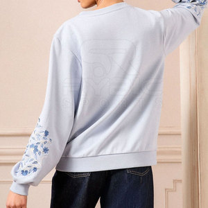Sweat-shirt en coton personnalisé avec logo brodé pour femme, respirant, coupe ample, vêtements décontractés à vendre - Product Image 2