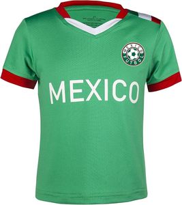Mexico Youth Soccer Jersey Set Green V-Neck Short Sleeve Breathable Mesh Football Kit with <b>White</b> Shorts for kids, adults - Product Image 2