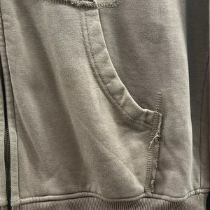 เสื้อฮู้ดสตรีทแวร์ผ้าเฟรนช์เทอร์รี่หนานุ่ม ล้างสีแบบแอซิด แต่งคริสตัล ซันเฟด ผ้าฝ้าย 100% ชุดเซ็ต 2 ชิ้น ย้อมสีพื้น สำหรับผู้ชาย ใส่ได้ในฤดูหนาว - Product Image 5