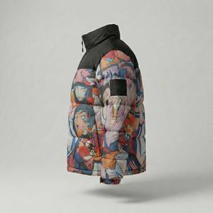 เสื้อแจ็คเก็ตบอมเบอร์พัฟเฟอร์โอเวอร์ไซส์สไตล์ญี่ปุ่นสำหรับผู้ชาย ขายส่ง ซิปแบบตั้ง ฮู้ดมีซิป พิมพ์ลายอนิเมะเต็มตัว อุ่นสบายสำหรับฤดูใบไม้ร่วง - Product Image 3