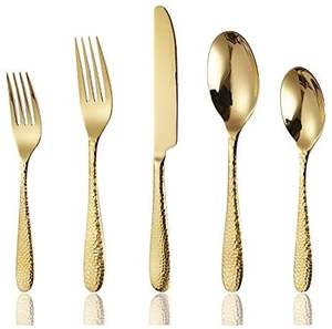 Ensemble de couverts en satin doré impérial, inspiré du patrimoine royal, vaisselle de luxe pour la table - Product Image 3