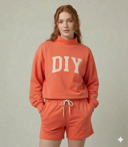 Ensemble court col roulé pour femme, confort toute la journée, doux et chaud, tenue deux pièces, léger et confortable, vêtements de détente pour la saison froide - Product Image 1