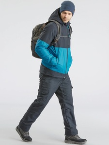 Veste matelassée à capuche pour homme, color-block, imperméable, fermeture éclair sur le devant, style sportif, vêtement d'hiver, coupe classique, extérieur en polyester - Product Image 3