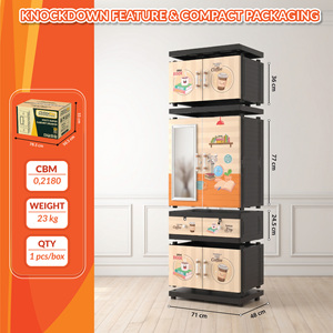 Armario/Guardarropa Naiba Fit Pro de Plástico, Elegancia Casual, Puertas Planas con Cajón para Ropa y Almacenamiento en el Dormitorio - Product Image 5