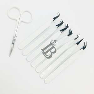 Pinzas de Acero Inoxidable de Alta Calidad, Color Blanco con Punta Negra, para Extensión de Pestañas, Mega Volumen, Pestañas de Visón - Product Image 6