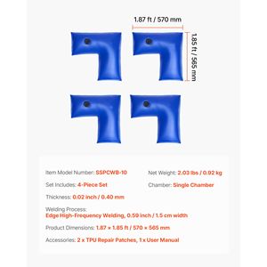 Confezione da 4 Tubi d'Acqua Angolari per Piscina 22.4 x 22.2 Pollici, Tappi a Vite Invernali Anti-perdita, PVC Resistente 0.4mm, per Coperture e Avvolgitori per Piscine a Freddo - Product Image 4
