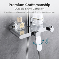 Ensemble de robinetterie de douche chromé pour salle de bain avec pommeau de douche pluie et douchette à main, fixation murale pour hôtels et villas