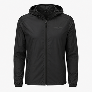 <b>Men's</b> Hooded <b>Windbreaker</b> Jacket Solid <b>Black</b> Polyester Zipper Closure Casual Outdoor Wear Autumn Season <b>Windbreaker</b> Jacket - Product Image 1
