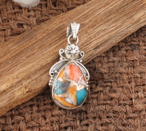 Pendentif en cuivre turquoise naturel en forme de poire, bague en argent sterling 925, breloque en pierre précieuse, fait main, vintage, bohème, anniversaire - Product Image 5