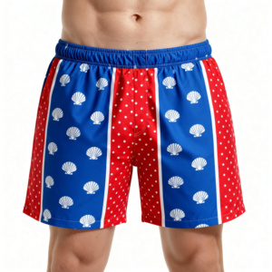 Men Geometric <b>Pattern</b> Board Shorts Quick Dry Drawstring Waist Casual Swim Trunks Woven Polyester - Product Image 6