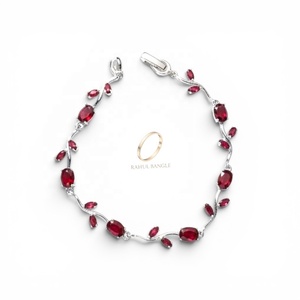 Viral Trendy 18K Silver Plated Zircon Tulip <b>Bracelet</b> <b>Red</b> Vine Chain <b>Bracelet</b> Stone Brass Jewellery for Women Anniversary Gift - Product Image 1