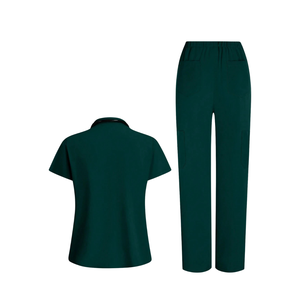 Women's Medical <b>Scrub</b> Suit Set Short Sleeve Top Straight Leg Pants Polyester/Cotton Healthcare Hospital Clinic Nursing Workwear - Product Image 2