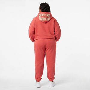 Conjunto Deportivo de Dos Piezas para Mujer, Talla Grande, Felpa Gruesa, con Sudadera con Capucha y Pantalones Anchos, Tela de 400g - Product Image 6