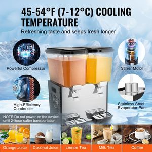 Dispenser per Bevande Commerciale in Acciaio Inox da 18L/19QT, Macchina per Succhi/Tè da 370W con 2 Serbatoi per Tè Freddo e Bevande - Product Image 3