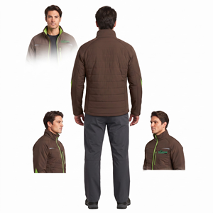 Chaqueta Softshell Unisex Marrón para Exteriores con Cuello Alto, Cremallera de Contraste en Neón, Bolsillos Laterales y en el Pecho, Multi-estación - Product Image 2