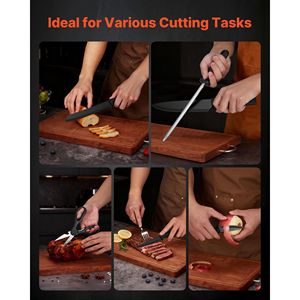 Set di 15 coltelli da cucina tedeschi in acciaio inossidabile ad alto tenore di carbonio con blocco affilacoltelli e manici ergonomici in PP - Product Image 3