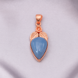 <b>Top</b> Quality 925 Sterling Silver Blue Angelite Arrowhead Pendant Necklace <b>Rose</b> Gold Yellow Gold Plated Floral Vintage Charm Women - Product Image 6