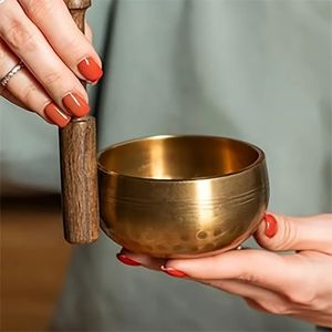 Cuenco tibetano de latón Wisdom, herramienta tradicional de meditación para yoga, terapia de sonido, relajación, equilibrio espiritual - Product Image 6