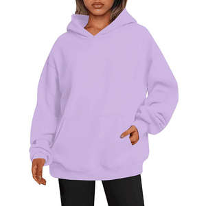 Sudadera con Capucha para Mujer, Estilo Básico, Holgada, Color Sólido, Talla Grande, Color Negro - Product Image 6