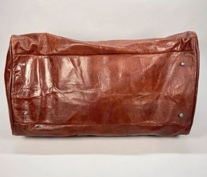 Vintage Soft Brown <b>Leather</b> <b>Duffle</b> <b>Bag</b> Foldable Weekend Gym Hold-All Luggage for Travel and Outdoor Use - Product Image 2
