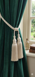 Elegant Cream Tassel Curtain <b>Tiebacks</b> with Rope Knot Design for Window Drapes Classic Style Textile Accessories - Product Image 3