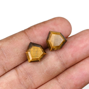 Piedra Preciosa Natural de Ojo de Tigre, Forma Hexagonal, Corte Escalonado, Alto Brillo, 12mm, Parte Posterior Plana, Cabujón Suelto para Joyería, Colgante, Collar, Superventas - Product Image 2