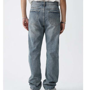 Pantalones Vaqueros de Invierno para Hombre, Corte Regular, Transpirables, Cintura Elástica, Diseño de Parches, Frente Plano, 100% Algodón, Personalizables - Product Image 3