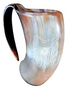 Jarra de Cuerno para Beber - Auténtica Taza Vikinga Hecha a Mano para Hidromiel, Cerveza y Ale - Jarra Medieval Original - Product Image 1