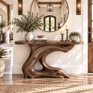 Table console rustique à bord naturel pour entrée, design rustique, table d'appoint artisanale, mobilier - Product Image 1