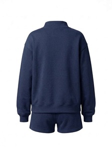 Conjunto de Sudadera y Shorts Casuales de Invierno para Mujer, por Encima de la Rodilla, de Algodón Ligero y Felpa, Transpirable, con Logotipo Personalizado - Product Image 3