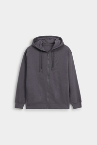 Sweat à capuche zippé oversize pour homme, couleur unie, en coton French Terry, décontracté, pour l'automne - Product Image 4