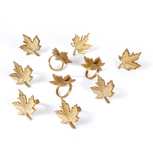 Luxury Gold Leaf-Shaped Napkin Rings <b>Wood</b> <b>Circle</b> Napkin Buckles for Parties Bulk Wholesale Table Decoration - Product Image 4