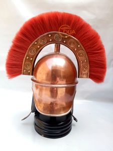 Casco de Centurión Romano Medieval con Penacho Rojo |   Armadura Histórica de Hierro con Acabado Antiguo en Cobre para Halloween y Navidad - Product Image 6