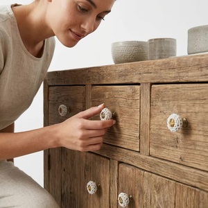 Modern White Beaded <b>Brass</b> Cabinet <b>Knob</b> Round Handle for Living Room Bedroom Drawer Furniture Durable Design - Product Image 4
