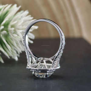 วินเทจ1.98 CT ตัด Moissanite แหวนหมั้นสองชั้นฮาโลเจนสีทองขาว18K พร้อมก้านแยกของขวัญ - Product Image 4