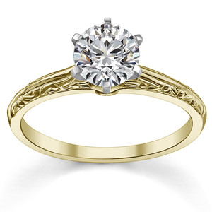 แหวนเพชรเม็ดเดี่ยวทรงโบราณสไตล์อินเดีย ทอง 14k/18k/22k ประดับเพชรเลี้ยงในห้องปฏิบัติการ พร้อมใบรับรอง IGI แหวนหมั้นและแหวนแต่งงานน่ารัก - Product Image 2